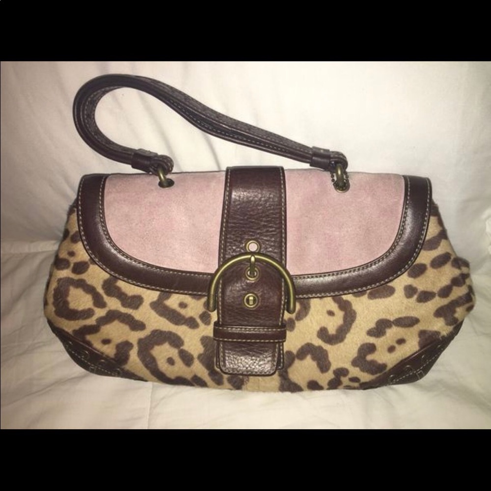 Vintage Coach Madison Suede Ocelot Top Handle Bag